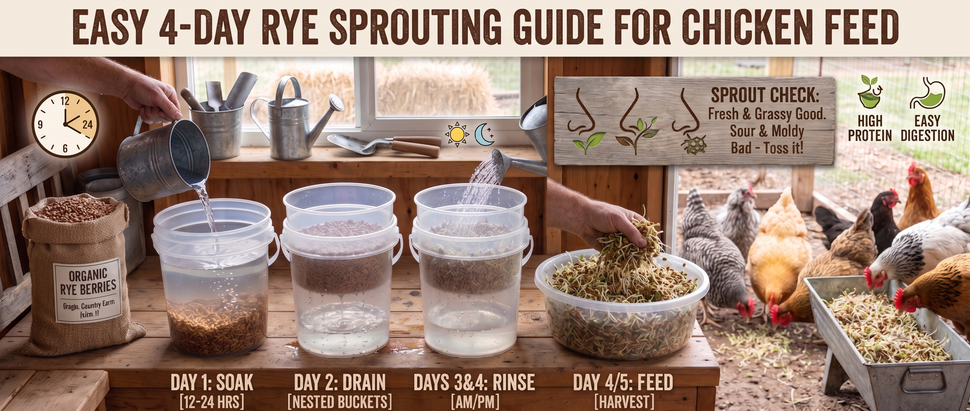 Sprouted Rye for Chickens: A Fresh and Nutritious Natural Treat