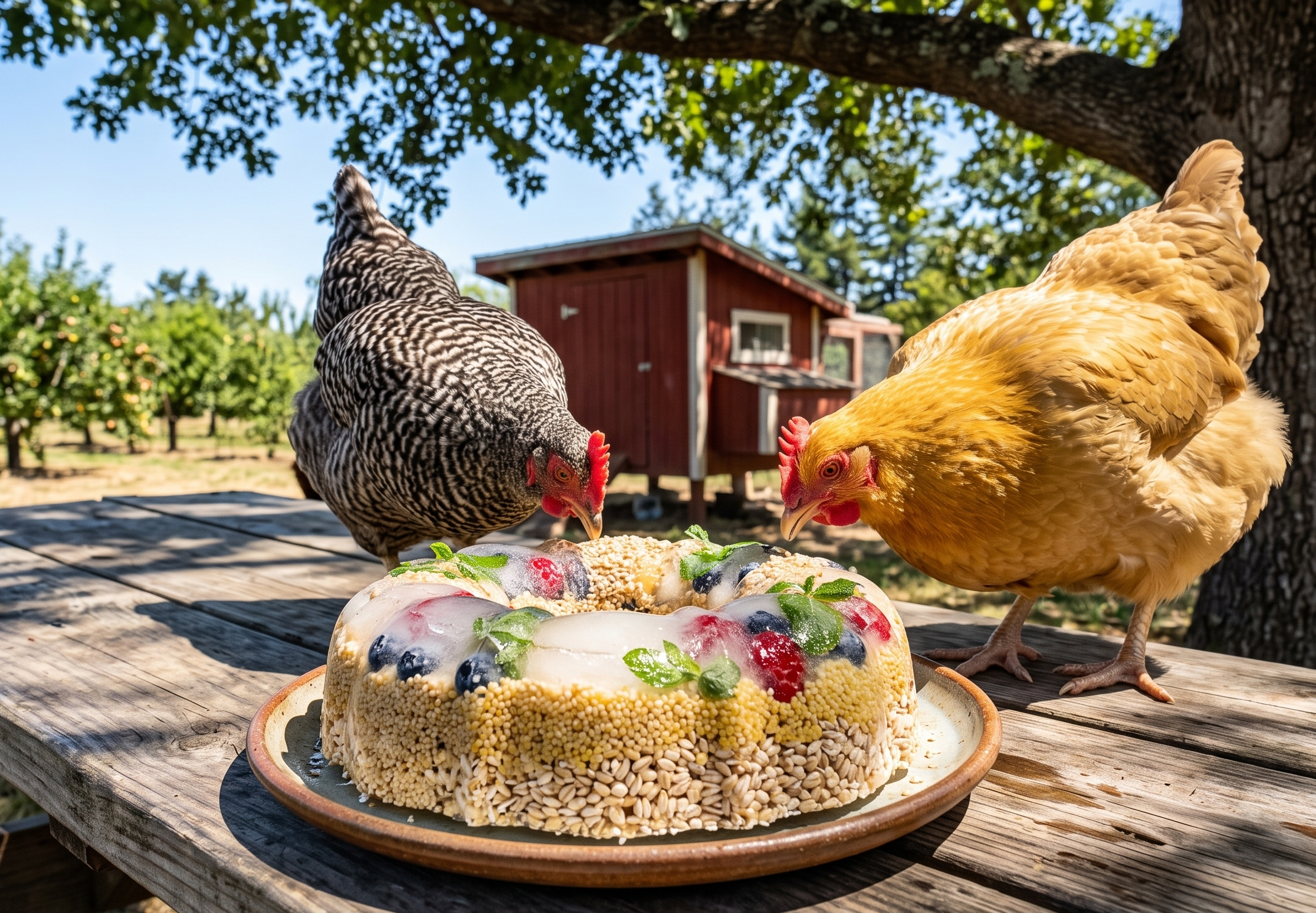 A Refreshing Frozen Treat for Chickens and Ducks