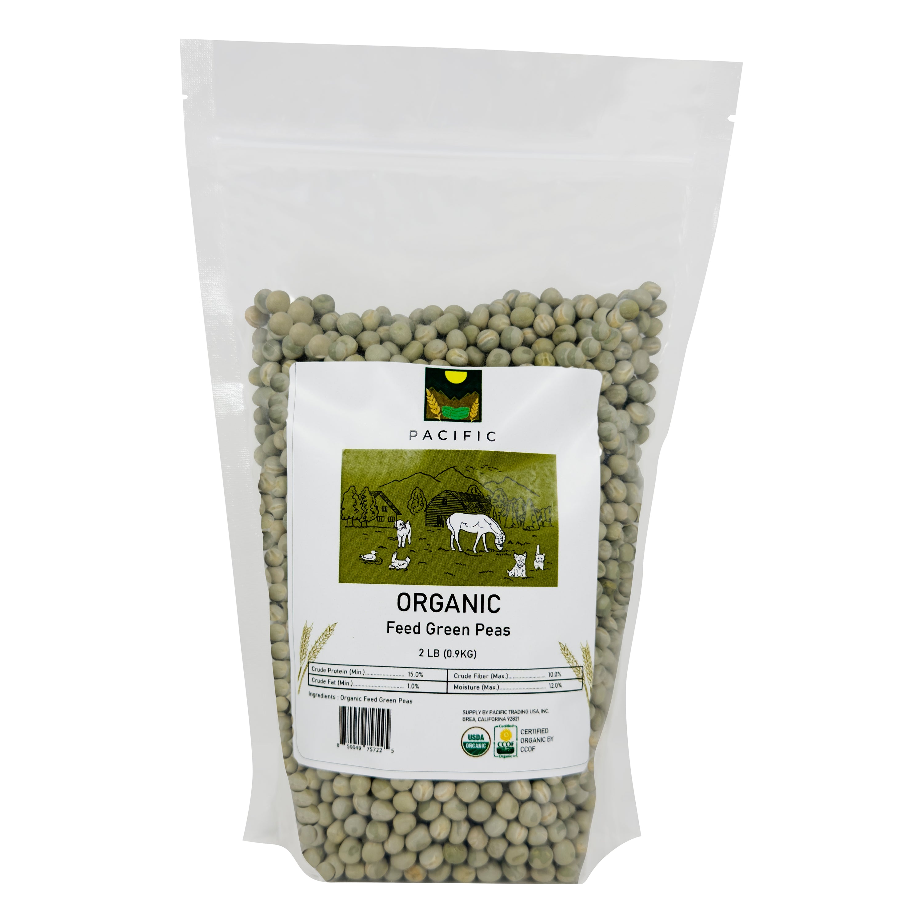 Pacific Organic Whole Green Pea - Green Peas | Rich with Fiber & Minerals | USDA and CCOF Certified | Packed in USA | 2Lbs