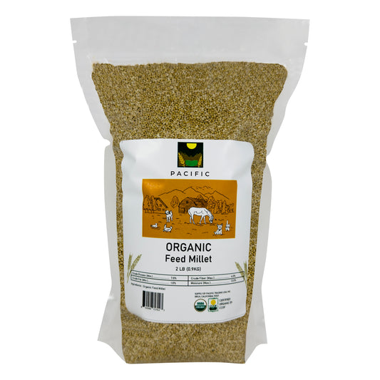 Pacific Organic Feed Millet - White Millet Bird Seed 2Lbs | Rich with Fiber & Minerals | USDA and CCOF Certified | Packed in USA