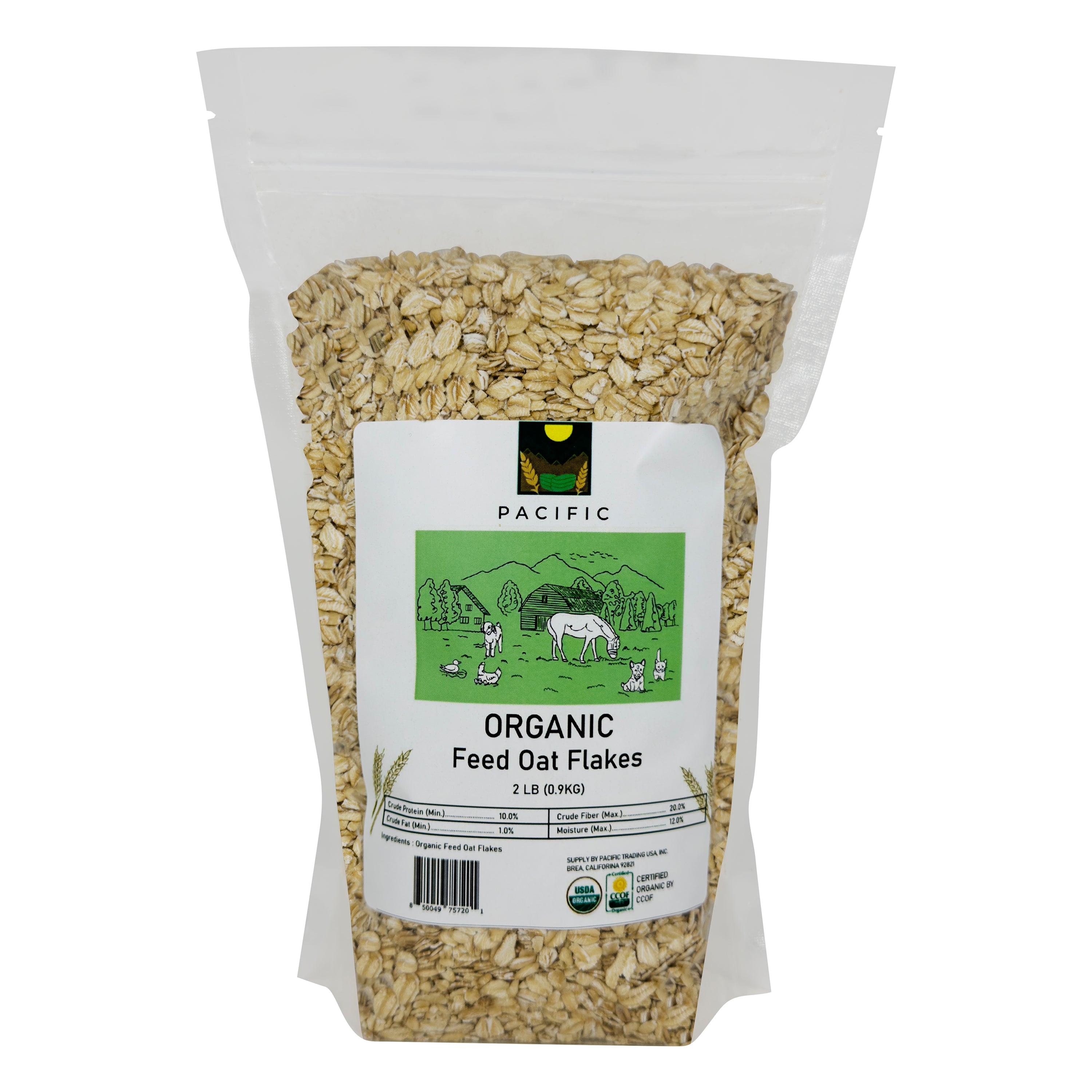 Pacific Organic Feed Oat Flakes | Rich with Fiber & Minerals | USDA and CCOF Certified | Product of USA | 2Lbs