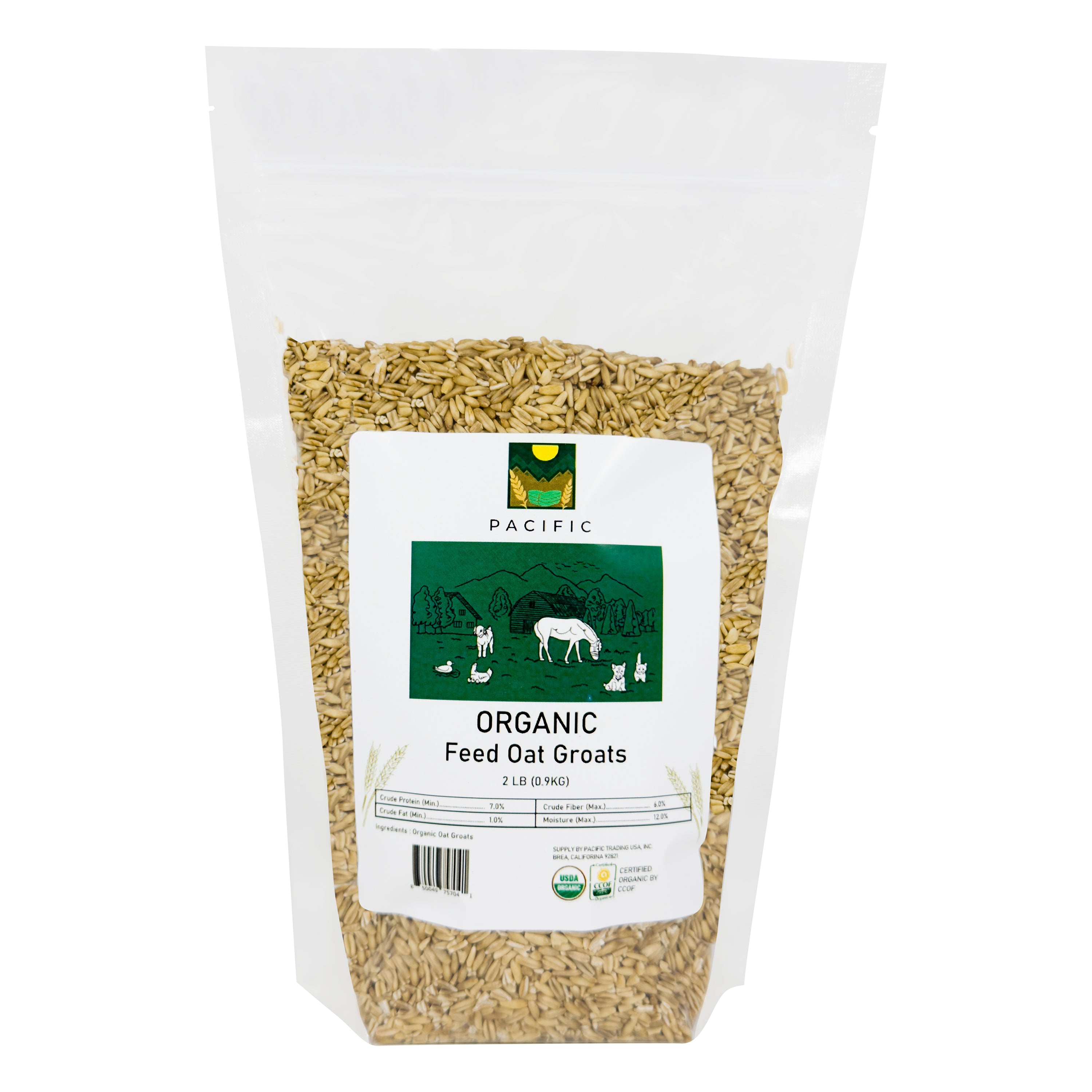 Pacific Organic Feed Oat Groats - Oat Groats for Birds | Rich with Fiber & Minerals | USDA and CCOF Certified | Packed in USA | 2Lbs