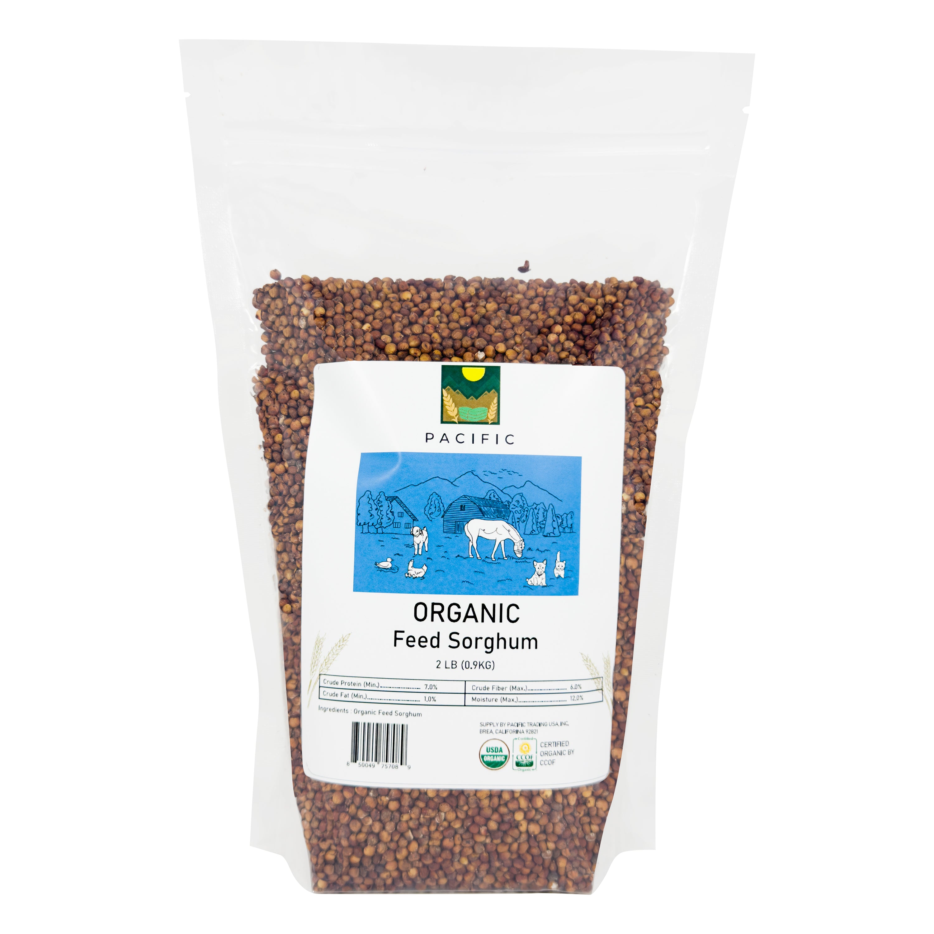 Pacific Organic Feed Sorghum Grain Rich with Fiber & Minerals | USDA and CCOF Certified | Product of USA | 2Lbs