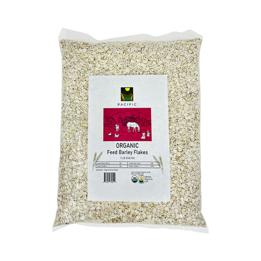 Pacific Organic Feed Barley Flakes - Barley Flakes Organic | Rich with Fiber & Minerals | USDA and CCOF Certified | Packed in USA | 5Lbs