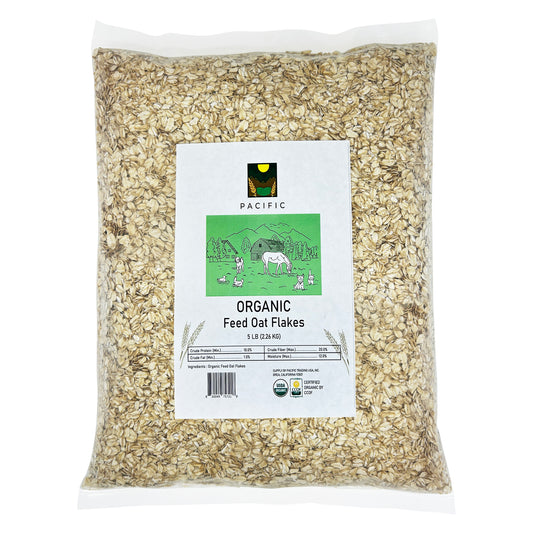 Pacific Organic Feed Oat Flakes | Rich with Fiber & Minerals | USDA and CCOF Certified | Product of USA | 5Lbs