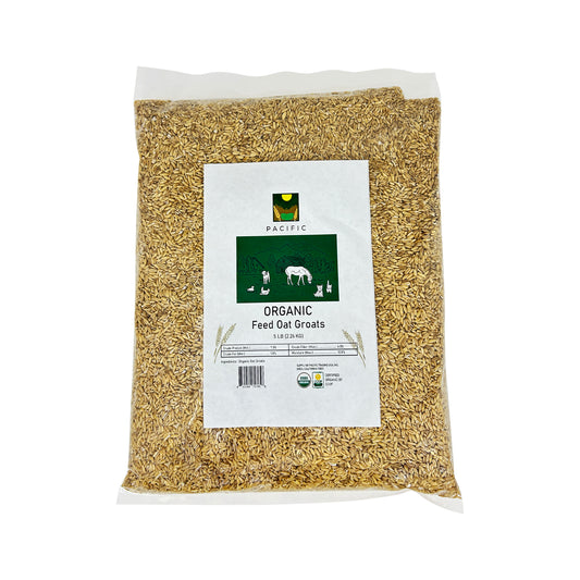 Pacific Organic Feed Oat Groats - Oat Groats for Birds | Rich with Fiber & Minerals | USDA and CCOF Certified | Packed in USA | 5Lbs