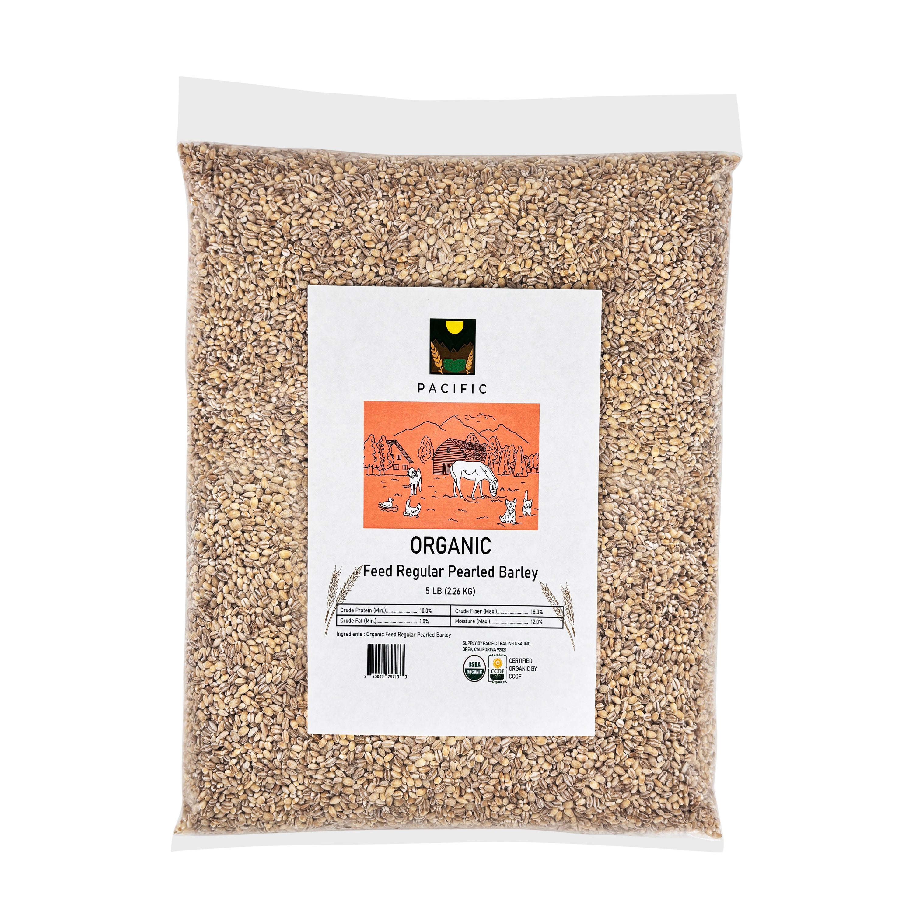 Pacific Organic Regular Pearled Barley - Pearled Barley Organic | Rich with Fiber & Minerals | USDA and CCOF Certified | Product of USA | 5Lbs