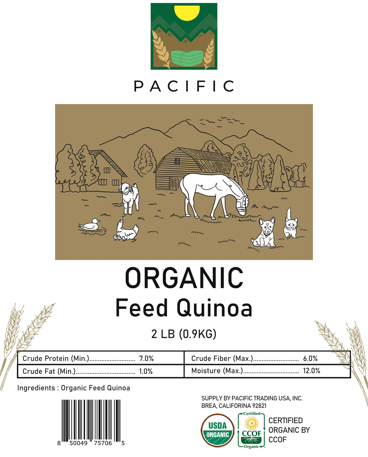 PACIFIC Organic Feed Quinoa - Quinoa Organic | Rich with Fiber & Minerals | USDA and CCOF Certified | Packed in USA | 2Lbs