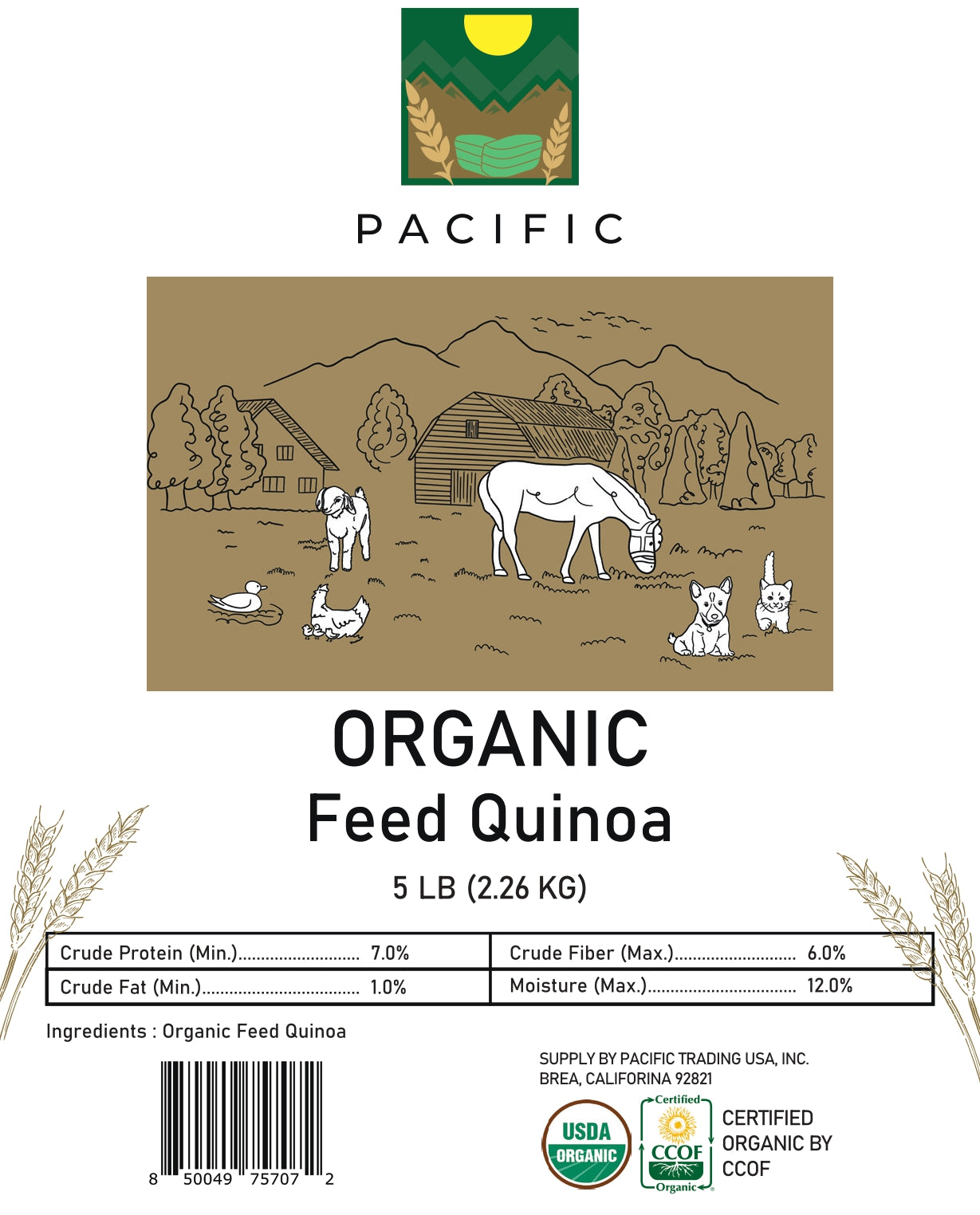 PACIFIC Organic Feed Quinoa - Quinoa Organic | Rich with Fiber & Minerals | USDA and CCOF Certified | Packed in USA | 5Lbs