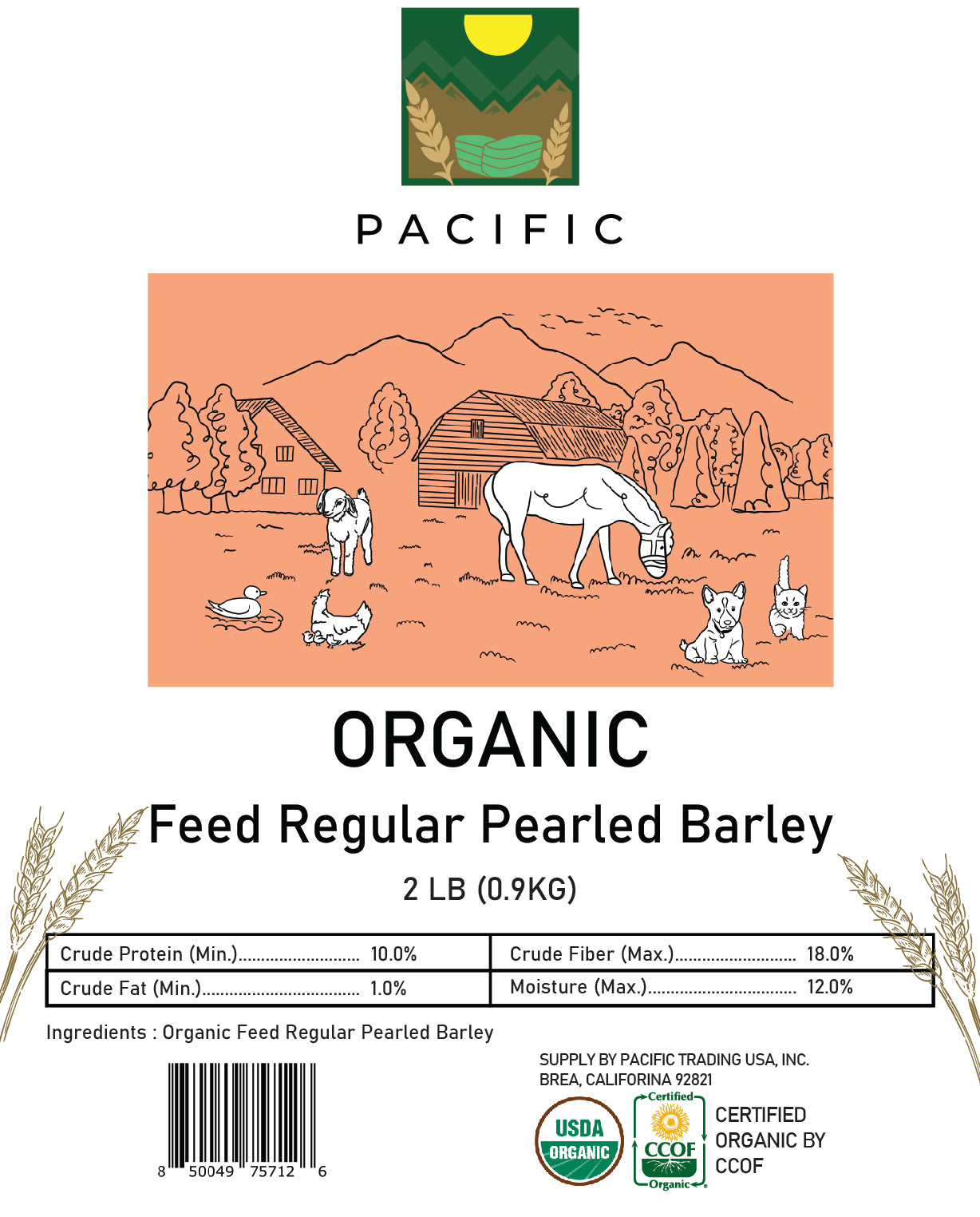 Pacific Organic Regular Pearled Barley - Pearled Barley Organic | Rich with Fiber & Minerals | USDA and CCOF Certified | Product of USA | 2Lbs